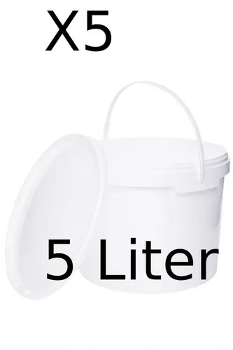 BENBOW Putzeimer für Lebensmittel, Farben, Chemikalien, (Weiß, 5-tlg., 5L)