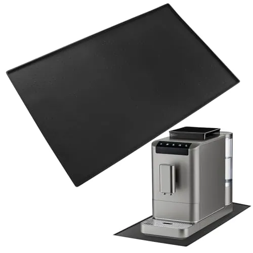 alwaiiz Silikonmatte Kaffeemaschine, 48x30cm Kaffeemaschine Unterlage, Anti-Rutsch Unterlage für Kaffeemaschine für die Meisten Kaffeemaschinen(Schwarz)