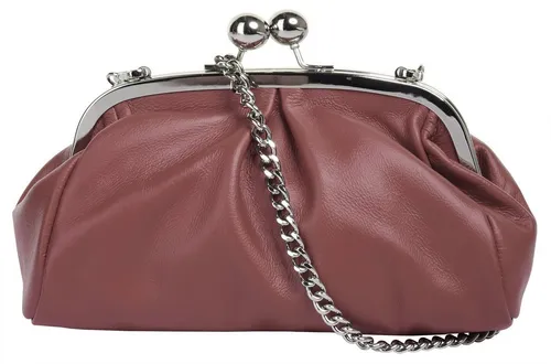 Samantha Look Umhängetasche Damen 021263 alt-rosa - Elegante Umhängetasche aus 100% Rindleder mit schimmernder Optik, perfekt für Feiern. Zwei Tragevarianten: als Clutch oder Umhängetasche. Ideal für Puder, Lippenstift und Smartphone.