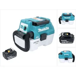 Makita DVC 750 LG1 Akku Staubsauger 18V mit 6,0 Ah Akku - Bodenstaubsauger mit HEPA-Filter und bürstenlosem Motor für hohe Langlebigkeit. Flexibler Schlauch von 0,5 bis 2,5 m und kompakte Bauweise für einfache Handhabung.