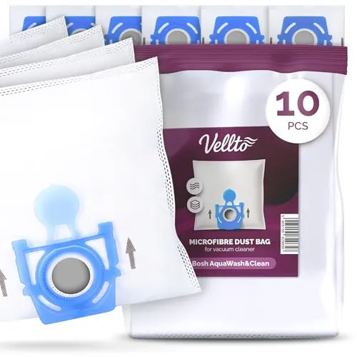 10x Vellto Staubsaugerbeutel Kompatibel mit Bosch AquaWash&Clean BWD41720 ProHygienic BWD420HYG ProAnimal BWD421PET ProPerform BWD421PRO Ersatzbeutel Beutel Filtertüten Staubbeutel Filtersack