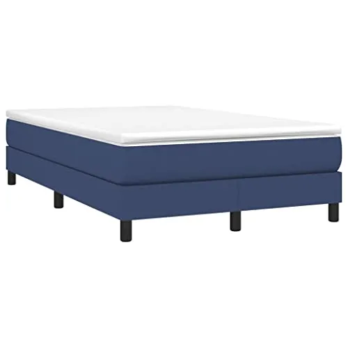 vidaXL Boxspringbett 120x200cm Blau mit Matratze - Betten: Erlebe erholsamen Schlaf mit diesem Boxspringbett, das eine atmungsaktive Taschenfederkernmatratze bietet und ideal für Rücken- und Bauchschläfer ist.