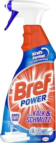 Bref Power Bref 4x750ml Power Kalk&Schmutz Reinigungsspray (1-St. für hygienische Sauberkeit mit Sofortwirkung)