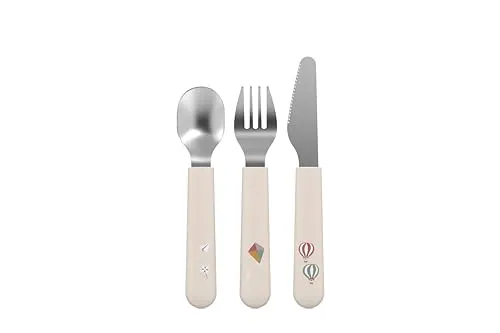 Mepal - 3-teiliges Kinderbesteck Mio - Sunshine & Rainbow - Edelstahl, Kunststoff - 3 Sets à 3 Teile - Gabel, Löffel, Messer - Spülmaschinenfest - Ab 12 Monaten