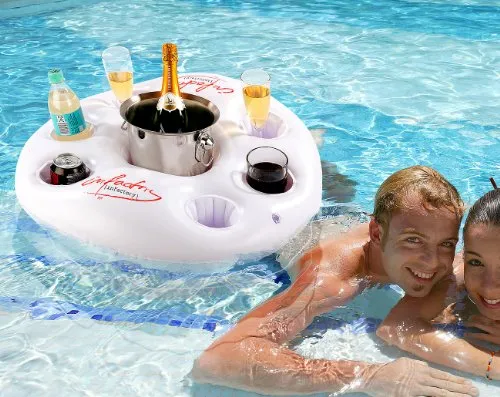 infactory Poolbar: 2er-Set aufblasbare Getränkehalter im Rettungsring-Design, Ø 14,5 cm (Poolzubehör aufblasbar, Poolgetränkehalter, Flaschenhalter)