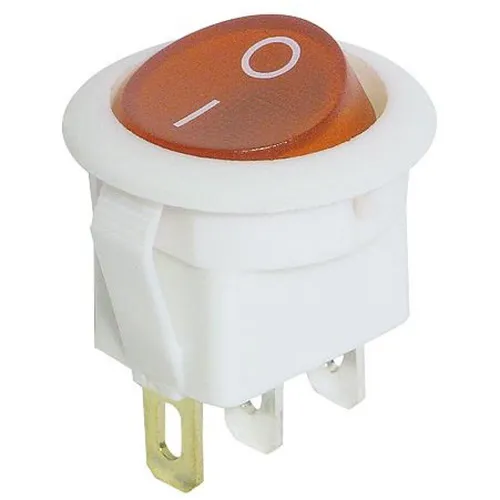 Wippschalter, rund, 1-polig, weiß, rot beleuchtet (250 V), ON-OFF