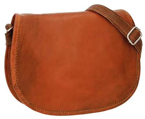Produktbild Gusti Leder Umhängetasche – Holly Damen Handtasche aus echtem Ziegenleder in Braun, Vintage-Look, vegetabil gegerbt, Magnetverschluss, passend für 7,9