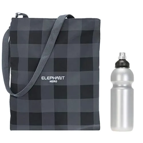 Elephant Turnbeutel Sportbeutel Hero Signature Attach Bag Tasche fixierbar Jungen Mädchen Auswahl passt zu Cyber Camo, Two Tone, Flower, Cube oder Plaid + Trinkflasche (Plaid Grün 12371)