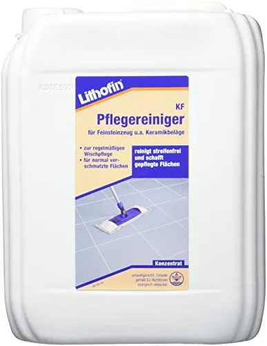 LITHOFIN KF Pflegereiniger für Feinsteinzeug 5 Ltr - Reinigungsmittel für Feinsteinzeug, entfernt effektiv Schmutz und sorgt für strahlenden Glanz - ideal für die Pflege von Fliesen und Platten.
