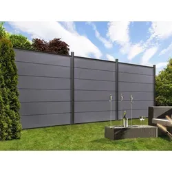 TraumGarten Grau XL Sichtschutzzaun WPC Zaunfeld Set