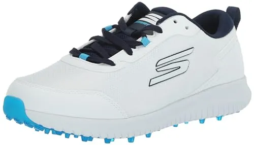 Skechers Herren Go Golf Fairway 4 Golfschuhe - Weiß/Marineblau/Blau - UK 10.5 - Herren-Golfschuhe mit spikeloser TPU-Außensohle und ultraleichter ULTRA FLIGHT-Dämpfung für optimalen Komfort und Grip auf dem Golfplatz.