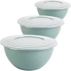 Salatschüssel & Rührschüssel mit Deckel, 5L, grün, vielseitig, 3er-Set, EU-Qualität - Grün
