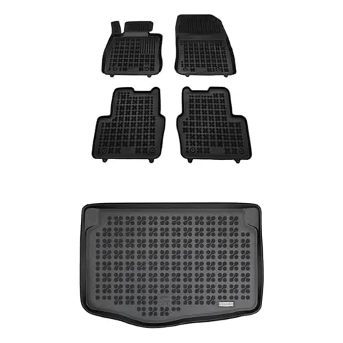 MOTOS Satz Gummifußmatten und Kofferraummatten für Mazda 2 III 2014-2023 Verbessern Sie Ihren Reisekomfort mit Antirutschmatte Auto - Allwetter fußmatten Auto, Schutz vor Verschmutzung