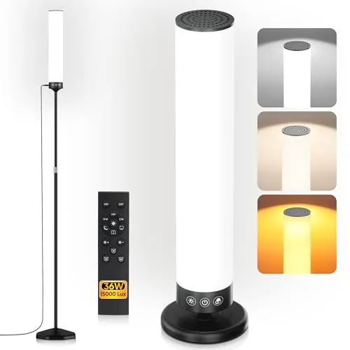 Tageslichtlampe, 20000 Lux Lichttherapielampe mit Fernbedienung, 2-in-1 Stand-und Tischlampe, Vollspektrum-Simulation von Tageslicht, Farbtemperatur/Helligkeit/Timer, Ideal für Zuhause‌ und Büro, 36W