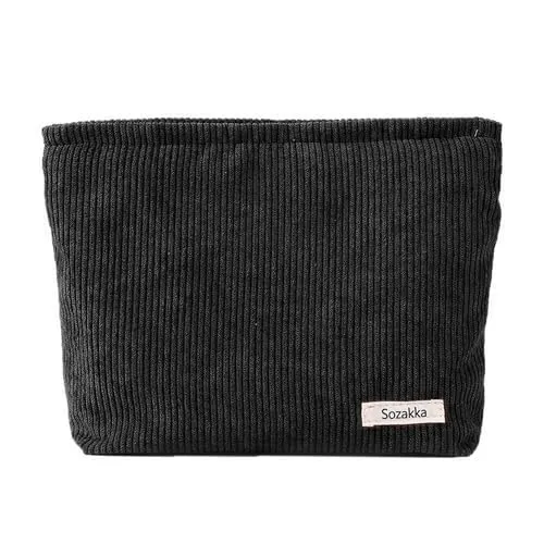 Kosmetiktasche aus Cord | Beutel aus Cord in modernen Farben (Schwarz)