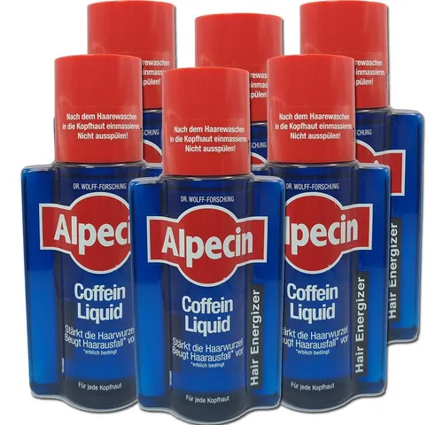 Alpecin Haarpflege-Set Coffein Liquid Anti-Haarausfall Tonic, 6 x 200ml, 6-tlg., Vermeidung von Haarverlust Unterstützung des Haarwachstums