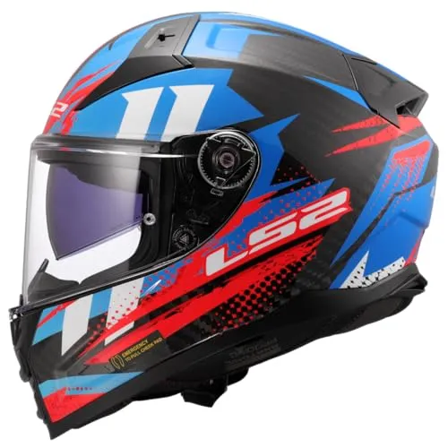 LS2 FF811 Vector II Carbon Tantic Helm – Weiß-Rot-Blau, Größe S - Motorradhelm mit atmungsaktivem X-Static Innenpolster und kratzfestem Visier. Ideal für Männer, die Qualität und Komfort schätzen.
