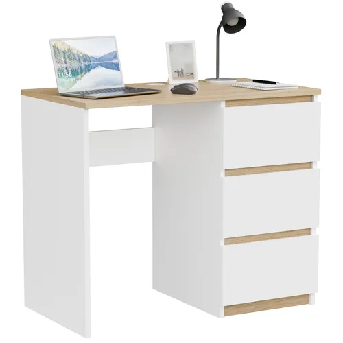 Stabiler Schreibtisch 90 cm in Schwarz Eiche mit Schublade