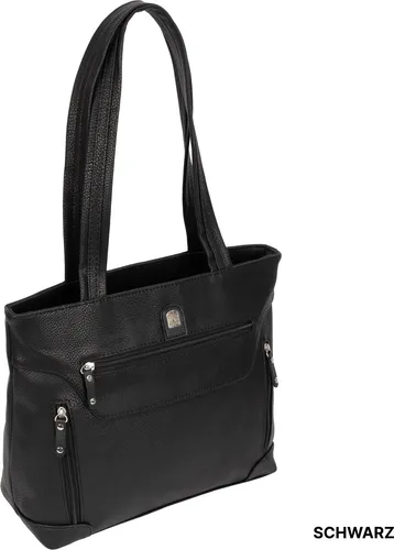Damen Tasche Schultertasche Shopper Henkeltasche Leder Optik SCHWARZ - Umhängetaschen aus hochwertigem, wasserabweisendem Kunstleder, ideal für Freizeit, Schule und Arbeit mit viel Stauraum und praktischen Fächern.