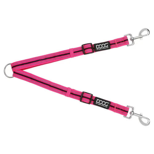 DOOG Koppel Lady Pink/Grau 38-60cm - Reflektierende Hundeleine - Stylische Hundeleine in Pink/Grau, verstellbar von 38-60cm, ideal für Sicherheit bei Nacht. Perfekt für aktive Hundebesitzer!