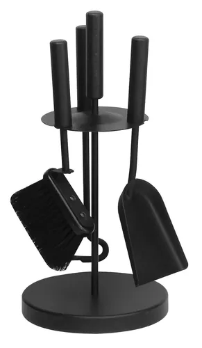 Kaminbesteck 3-teilig schwarz beschichtet Griffe Besteck Zubehör Ofen Kamin neu