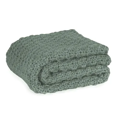 UNUS gehäkelte Tagesdecke, Grün, 150x130cm - Tagesdecken: Weiche Acrylstruktur für maximalen Komfort, vielseitig als Tagesdecke oder Kuscheldecke nutzbar und pflegeleicht bei 30 °C waschbar.