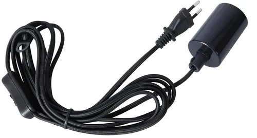 STAR TRADING Textilkabel mit schwarzer E27 Fassung, Installationskabel