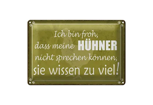 Roomando Metallschild Spruch 18x12cm froh meine Hühner nicht sprechen