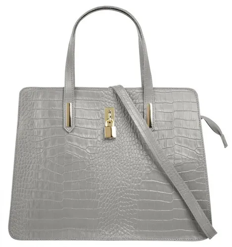 Cluty Handtasche Echt Leder Damen | Elegante Umhängetasche mit Smartphonefach - Damenhandtasche aus echtem Leder in Kroko-Optik, ideal für Büro und Freizeit. Mit praktischem Smartphonefach und zwei Tragevarianten für höchsten Komfort.