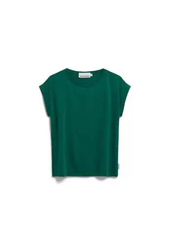 ARMEDANGELS Damen T-Shirt JILAANA Regular Fit Emerald Green XL - Hochwertiges T-Shirt aus Tencel™ Lyocell und Bio-Baumwolle, ideal für den Alltag und umweltfreundliche Mode aus Portugal.