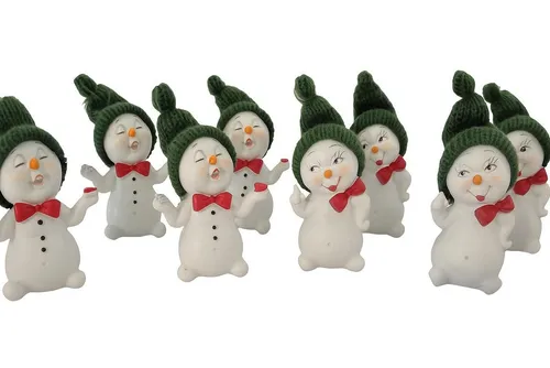 Geschenkestadl Schneemann 8 Stück Schneemann Figuren Strickmütze 7cm Winterdeko mehrere Farben