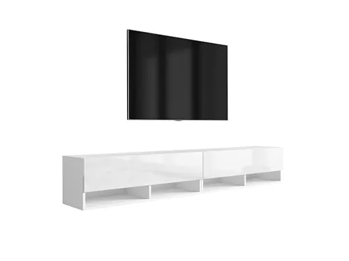 3E 3xE living.com TV-Lowboard 200 (2 x 100) cm Mattweiß/Hochglanzweiß, 200 × 32 × 34 cm