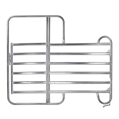 Weidepanel Weidezaun Pferdebox mit Tor 207 cm - 2. Wahl - Stallbedarf für Viehhaltung, robustes Weidepanel mit verzinkter Konstruktion und sicherer Kettenverbindung, ideal für Pferdeboxen und Weiden.
