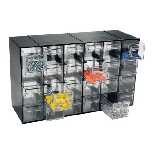 Sortimentskasten 24 Fach - Kleinteilemagazin Organizer - Kleinteilemagazine & Stapelboxen mit 24 Fächern, ideal für die übersichtliche Aufbewahrung von Kleinteilen. Entnehmbarer Organizer für flexible Nutzung.