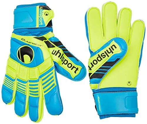 uhlsport Erwachsene Torwarthandschuhe Eliminator Supersoft, Cyan/Fluo Gelb/Schwarz, 11
