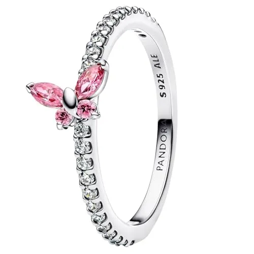 PANDORA Damenring Silber Funkelnder Schmetterling - Eleganter Ring in Größe 60 mit funkelndem Schmetterlingsmotiv, verziert mit Zirkonia und Kristallen. Ideal für besondere Anlässe und als stilvolles Accessoire.