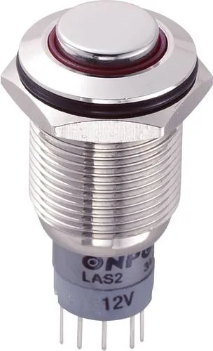 TRU Components 701909 LAS2GQH-11E/R/12V/N/P Vandalismusgeschützter Drucktaster 250 V/AC 3A 1 x Ein/(Ein) tastend Rot 1St.