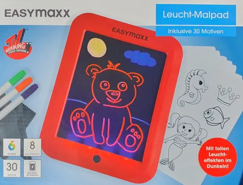 EASYmaxx Leucht Malpad Magic Glow Maltafel mit 8 tollen Leuchteffekten