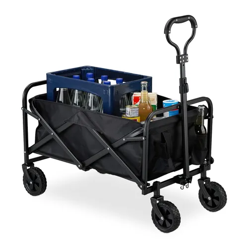 Faltbarer Bollerwagen für 100kg - Ideal für Garten und Strand - Schubkarren: Faltbarer Transportwagen mit ergonomischem Griff, bis zu 100 kg belastbar - perfekt für Ausflüge und Gartenarbeiten.