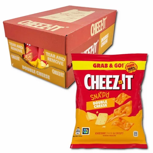 Cheez-It Double Cheese 20 x 40 g - Snacks: Großzügiges Vorratspaket mit 20 Tüten à 40 g, intensiver Käsegeschmack und doppelte Portion Käse – perfekt zum Snacken und Teilen!