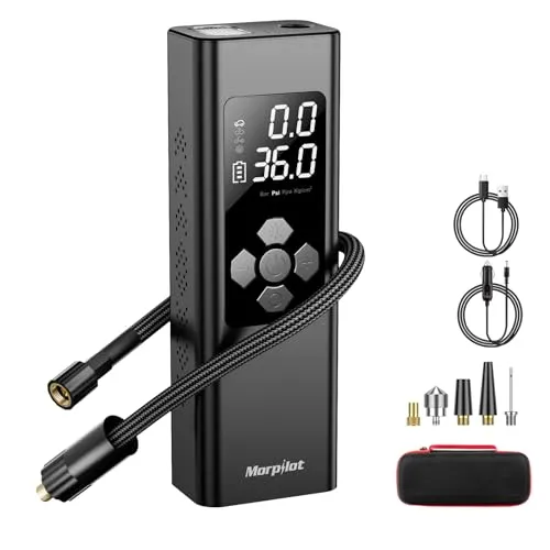 Morpilot Elektrische Luftpumpe mit 9000mAh Akku - Mobile Kompressoren & Luftpumpen – Kabellose Luftpumpe mit 150 psi Druck und schnellem Aufpumpen, ideal für Autos, Fahrräder und Notfälle.