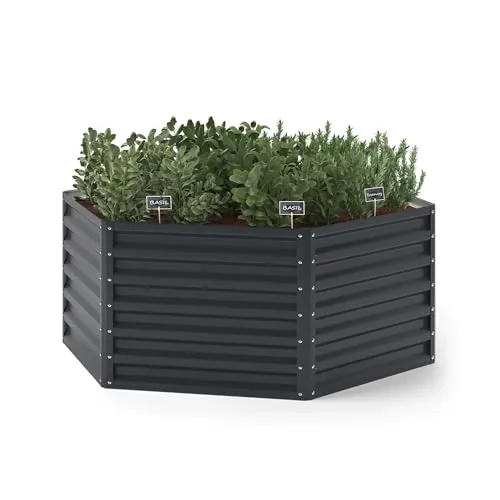 ok-Living Hochbeet Kräuterbeet sechseckig 129x129x60cm - Hochbeete-Kit mit witterungsbeständigem Design aus verzinktem Stahl, ideal für nachhaltige Landwirtschaft und Gartenliebhaber.