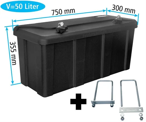 Deichselbox m. Montagesatz 750x300x355mm, Staubox, Blackit L Daken B50-2+MON5002