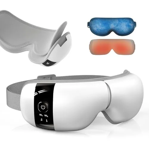 HuBDIC HubiCare Ultra Leise mit Doppel-Pad Augenmassagegerät, unter 28dB Wärme- und Kühltherapie, Luftkompressions-Augenpflegegerät für trockene Augen, Augenbelastung und Migräne-Linderung
