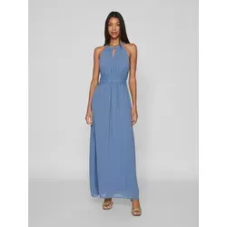 Vila Abendkleid aus Spitze in Blau - Größe 34 - Elegantes 1-teiliges Abendkleid aus recyceltem Material, ärmellos mit feiner Spitze, ideal für festliche Anlässe.