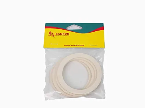 Sanfor 57075 Junta cafetera italiana tazas Flache Gummidichtung für italienische Kaffeemaschine, 12 Tassen, 4 Stück, Gummi, weiß, 9,2 x 7,5 x 0,1 cm