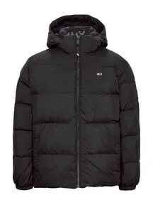 Tommy Jeans Herren Pufferjacke Essential Down Jacket Warm, Schwarz (Black), XXL - Funktionsjacken mit abnehmbarer Kapuze und zwei Reißverschlusstaschen, ideal für stilvolle Winterlooks und optimalen Tragekomfort.