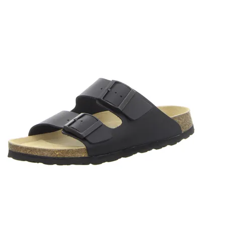 Natural Sense Unisex Hausschuhe Pantolette Sandale Leder schwarz 1095018 - Herren-Sneaker mit bequemem Tieffußbett, ideal für ganzjährigen Komfort und Entspannung zu Hause.
