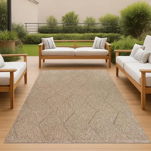 Teppich-Traum In- & Outdoor Teppich groß Wohnzimmer Flur Esszimmer strapazierfähig UV-beständig Jute-Optik Beige 200 x 280 cm