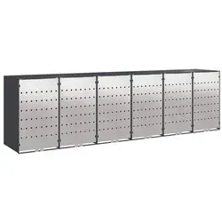 vidaXL Wagenmüllbehälter für 6 Behälter Anthrazit - Mülltonnenbox, modernes und erweitbares Design, schützt Abfallbehälter vor Witterungseinflüssen, ideal für Ordnung im Garten oder auf der Terrasse.